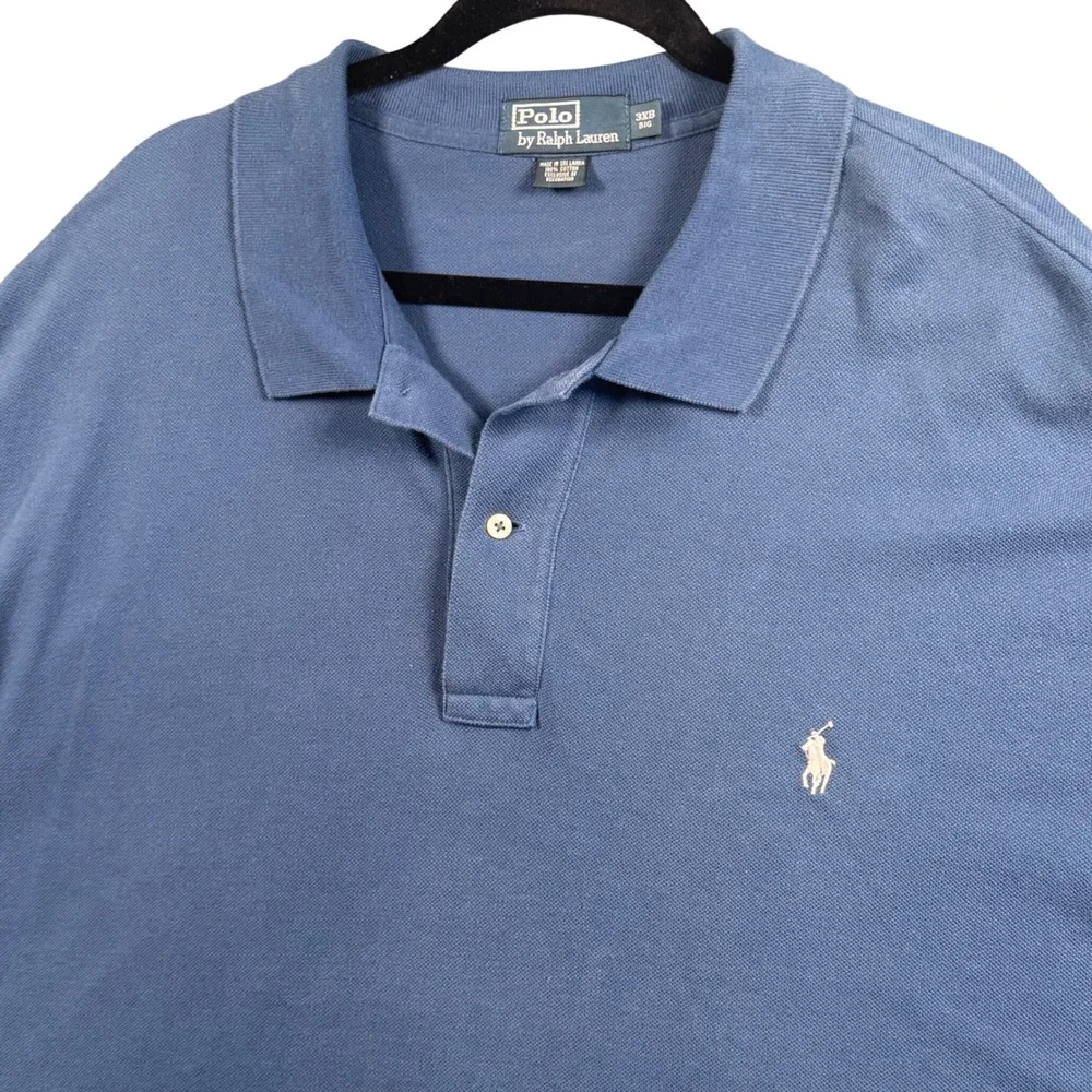 Polo‎ Ralph Lauren 3XB Blue Pique Polo Shirt Preppy Old Money Big Preppy Coastal